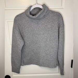 Calia Lunar Jaquard Gray Funnel Neck Cropped Sweater Sweatshirt, XS